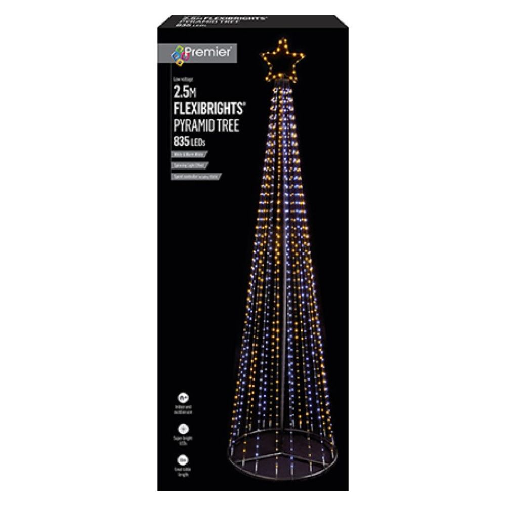 Premier Decorations 2.5m Multi-Action Flexibrights Pyramid Tree