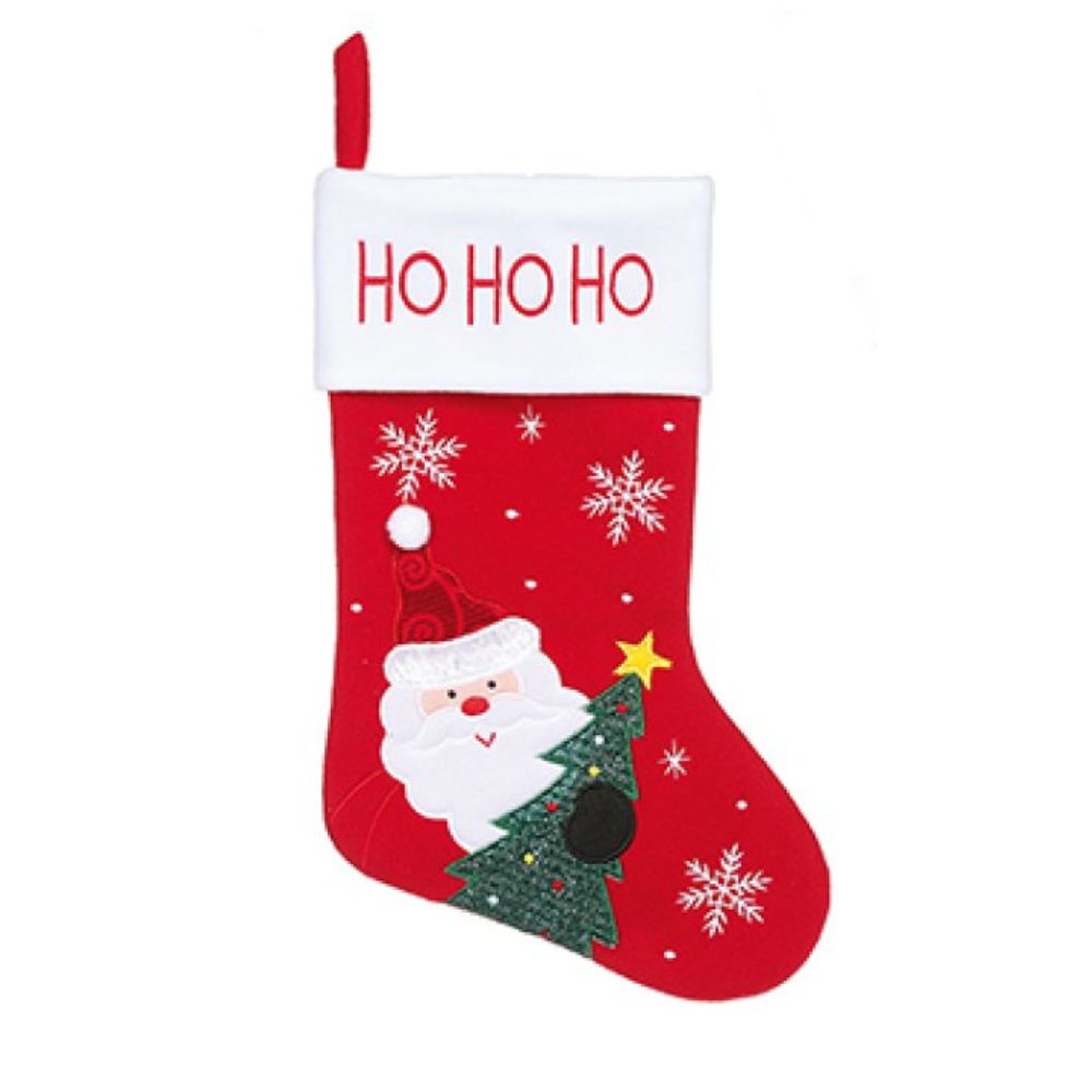 Premier Decorations 45cm Red Santa with Tinsel Tree Stocking