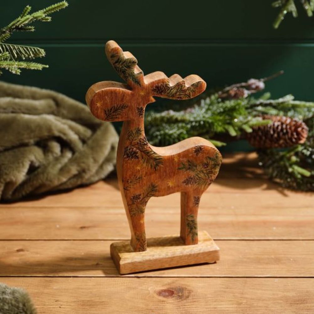 Richard Langs Evergreen Mango Wood Standing Reindeer Block