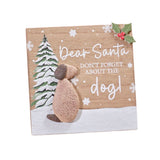 Richard Langs Christmas Festive Pebble Dog Wooden Easel Plaque