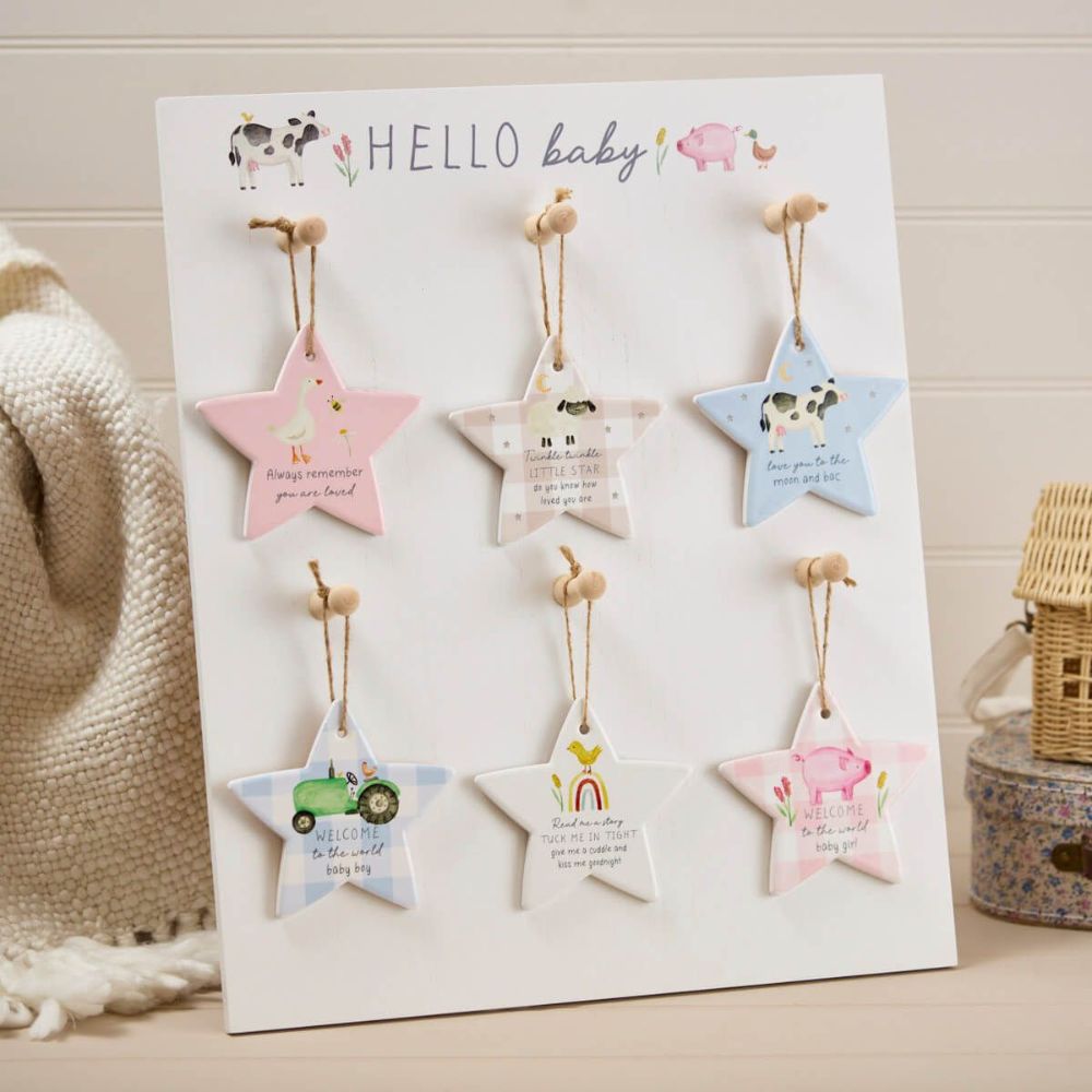Richard Langs New Baby Mini Farm Ceramic Star Hanger Decoration - (Choice of 6)