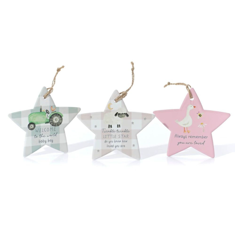 Richard Langs New Baby Mini Farm Ceramic Star Hanger Decoration - (Choice of 6)