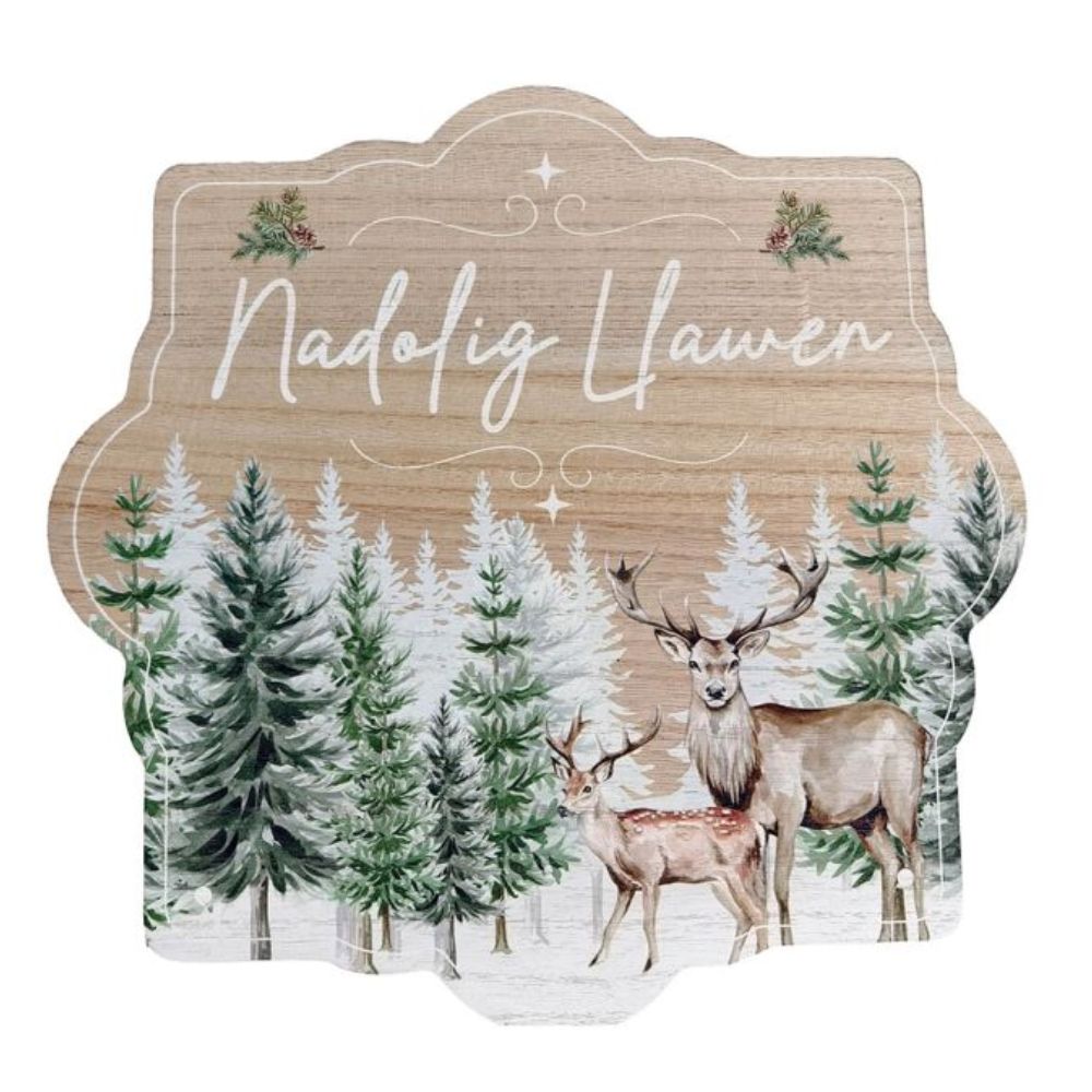 Richard Langs Welsh Evergreen 'Nadolig Llawen' Woodland Scene Plaque