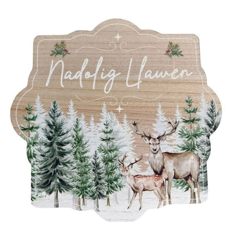 Richard Langs Welsh Evergreen 'Nadolig Llawen' Woodland Scene Plaque