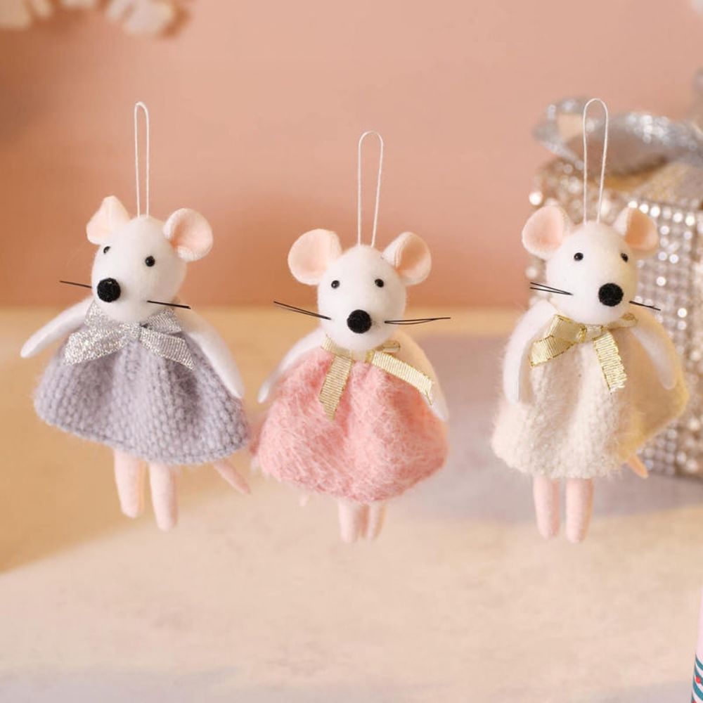 Richard Langs Mini Mice Wooly Dress Hanging Decoration - (Choice of 3)