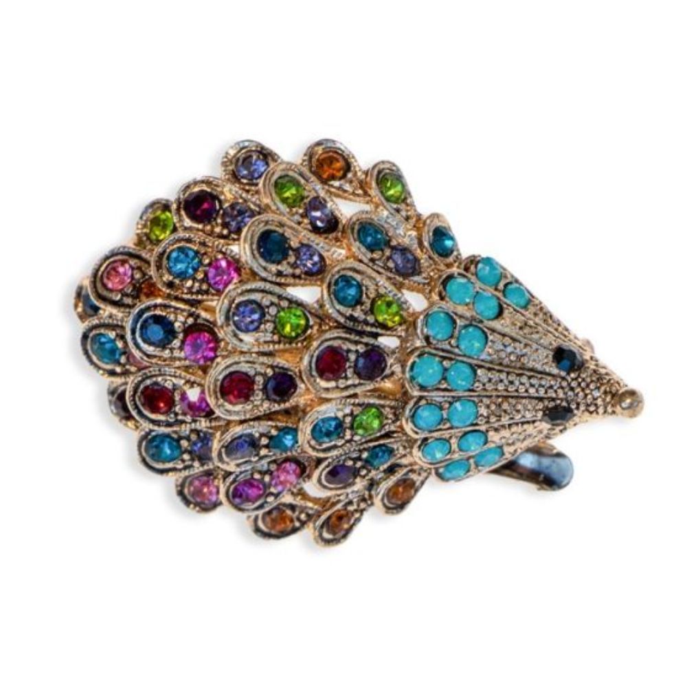 Rosie Fox Electric Gold Crystal Hedgehog Hairclip & Brooch