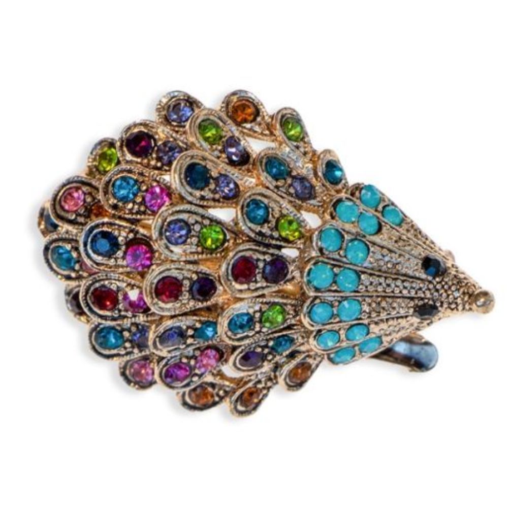 Rosie Fox Electric Gold Crystal Hedgehog Hairclip & Brooch