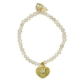 Rosie Fox Gold Heart and Freshwater Pearls Bracelet