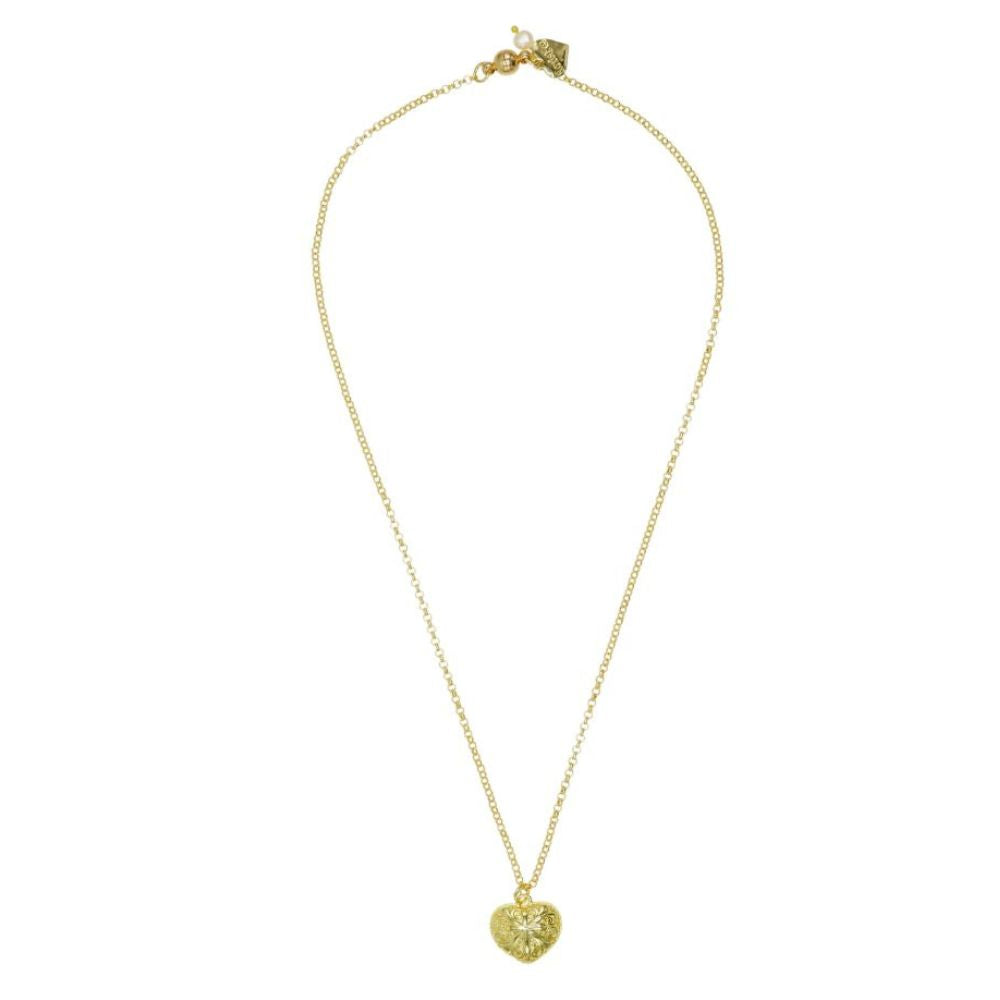Rosie Fox Gold Heart and Freshwater Pearl Chain Necklace