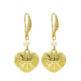 Rosie Fox Gold Hearts and Freshwater Pearls Crystal Earrings