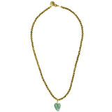 Rosie Fox Green Agate Gemstone Heart and Pyrite Gemstone Necklace