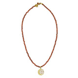 Rosie Fox Red & Gold Sunstone Gemstone New Moon, Sun and Stars Necklace