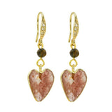 Rosie Fox Smoky Quartz Gemstone Heart and Black Agate Crystal Earrings