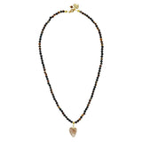 Rosie Fox Smoky Quartz Gemstone Heart and Black Agate Gemstone Necklace
