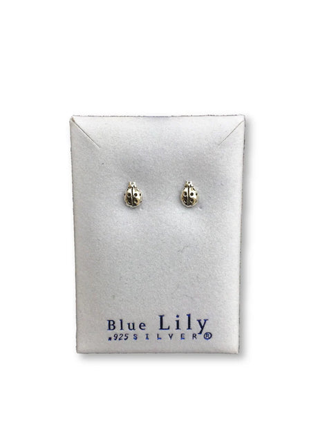 Blue Lily 7mm Silver Ladybird Stud Earrings - S530B