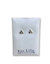 Blue Lily 8mm Silver Triple Star Stud Earrings - S548B