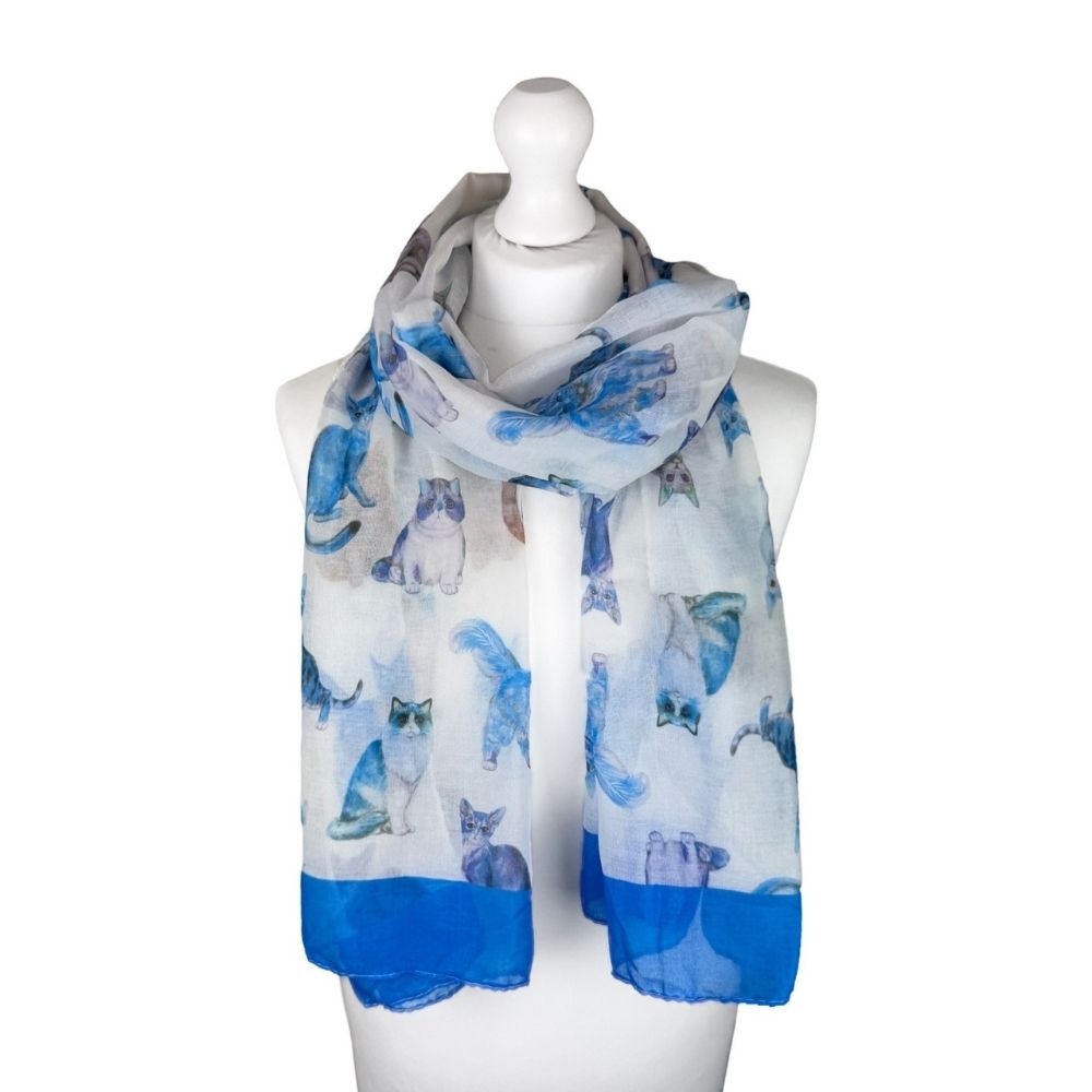 SH Sales Colourful Cat Print Summer Scarf - (Choice of 3)