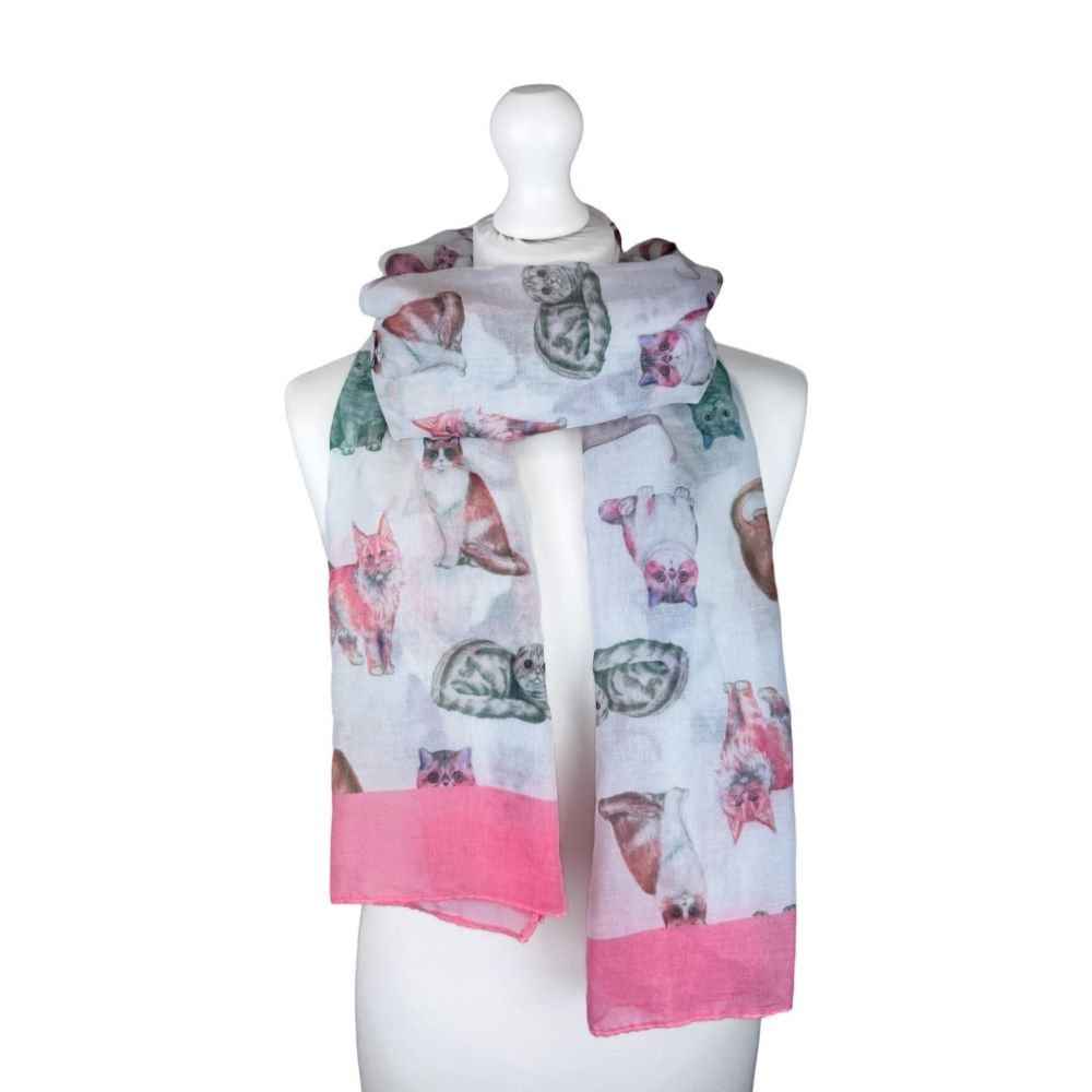 SH Sales Colourful Cat Print Summer Scarf - (Choice of 3)