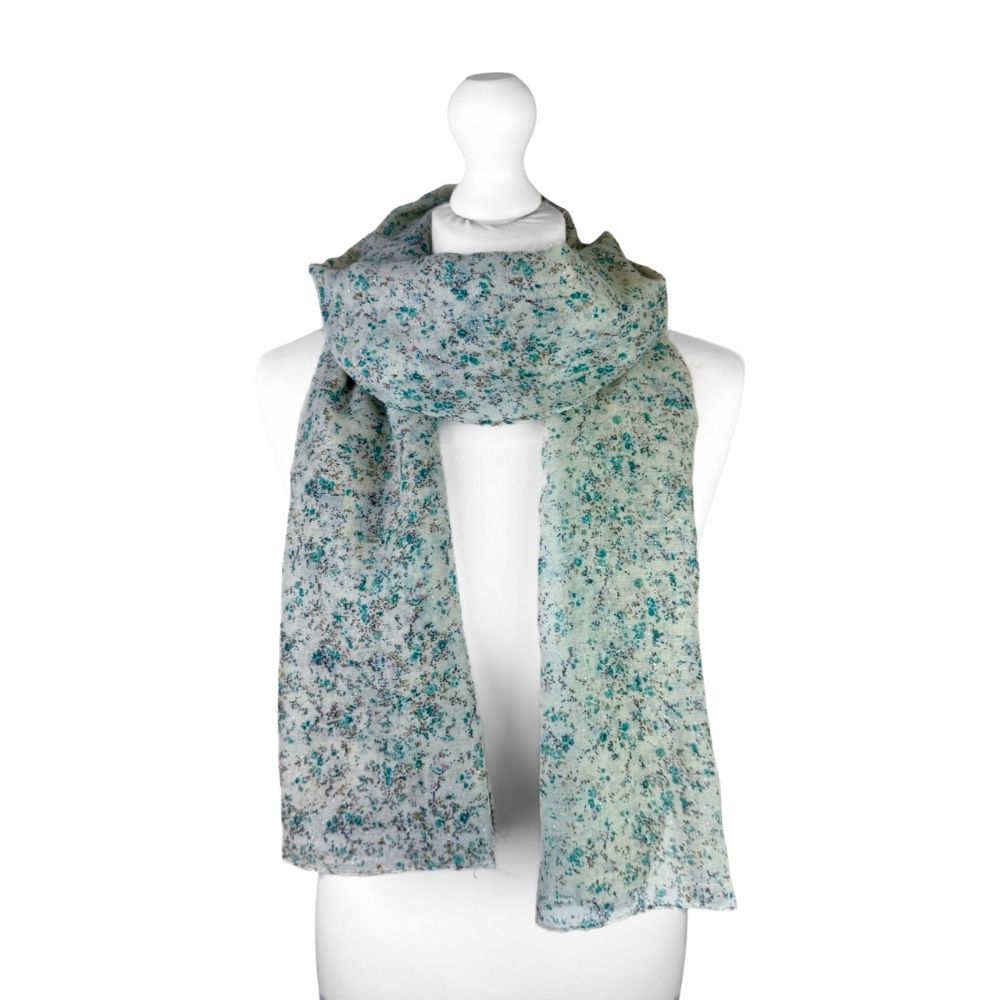 SH Sales Ditsy Floral Shimmer Summer Scarf - Green