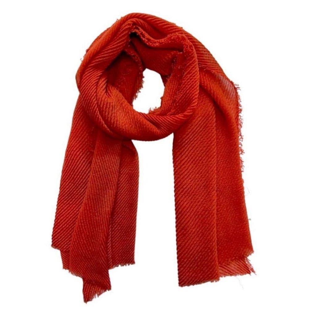 SH Sales Plain Crinkle Effect Scarf - Burnt Orange