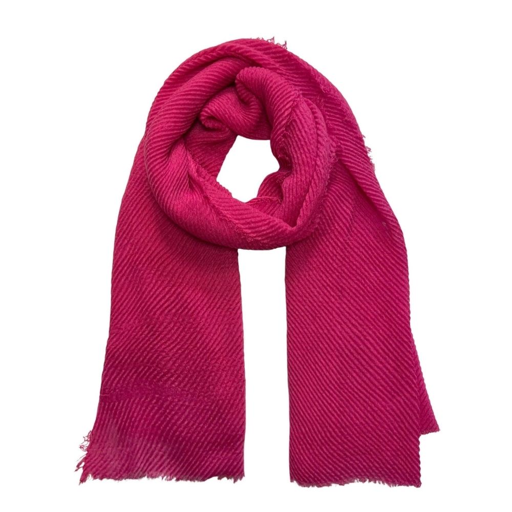 SH Sales Plain Crinkle Effect Scarf - Cerise Pink