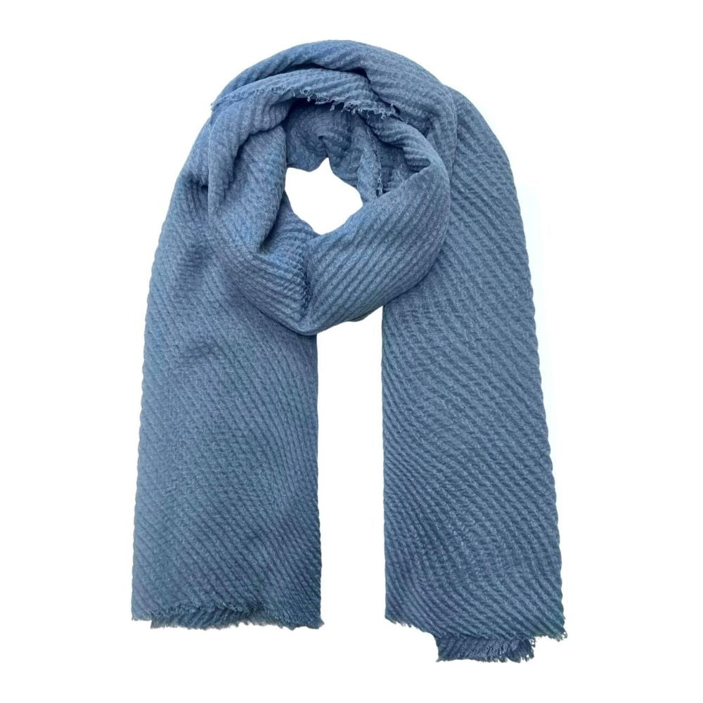 SH Sales Plain Denim Crinkle Scarf - Blue