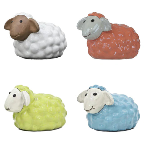 Woodlodge 30cm Glazed Sheep Garden Ornament - Blue