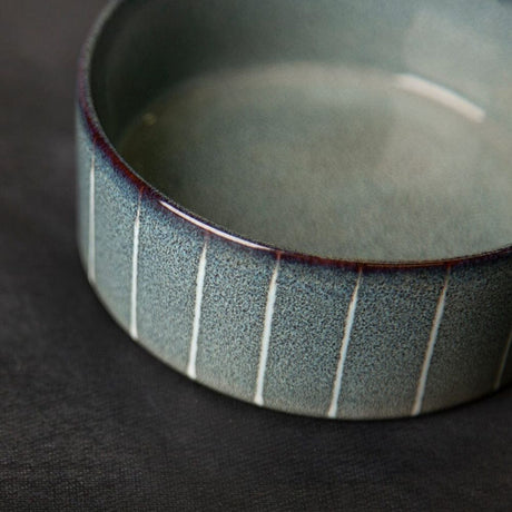 Scruffs 19cm Reactive Glaze Food/Water Bowel - Pinstripe Grey