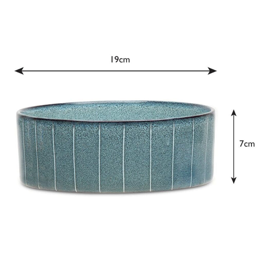 Scruffs 19cm Reactive Glaze Food/Water Bowel - Pinstripe Grey