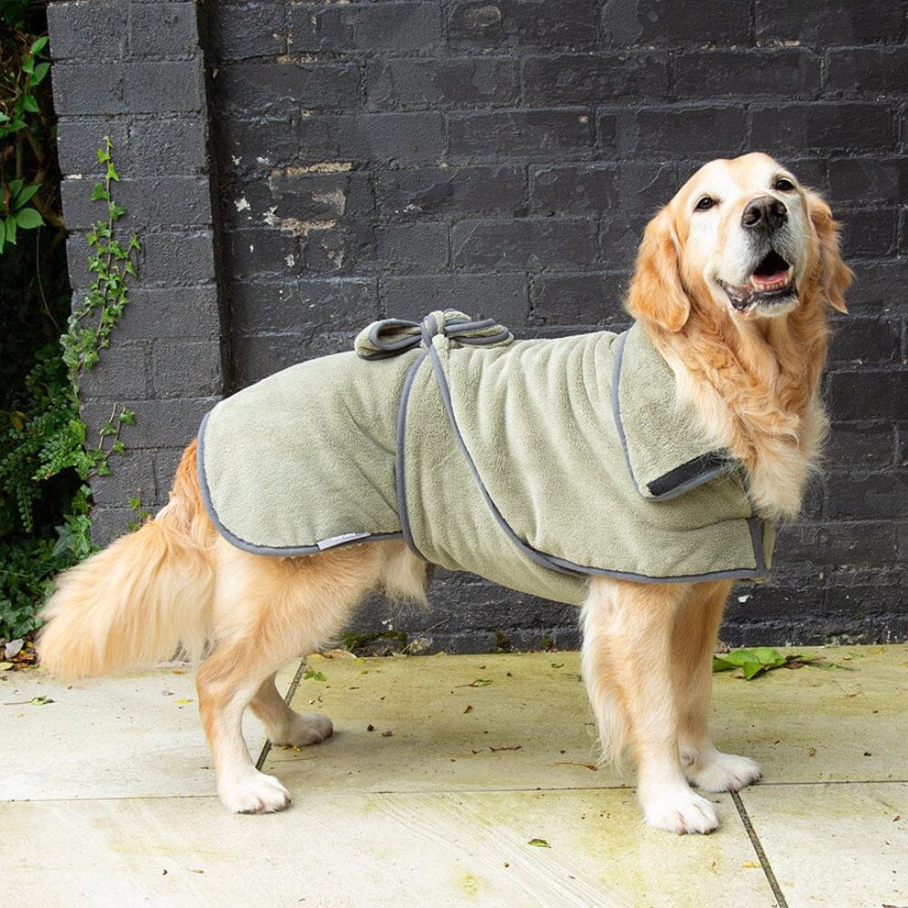 Scruffs Khaki Green Expedition Deluxe Noodle & Microfibre Dog Drying Coat - Large