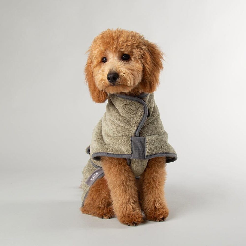 Scruffs Khaki Green Expedition Deluxe Noodle & Microfibre Dog Drying Coat - Small