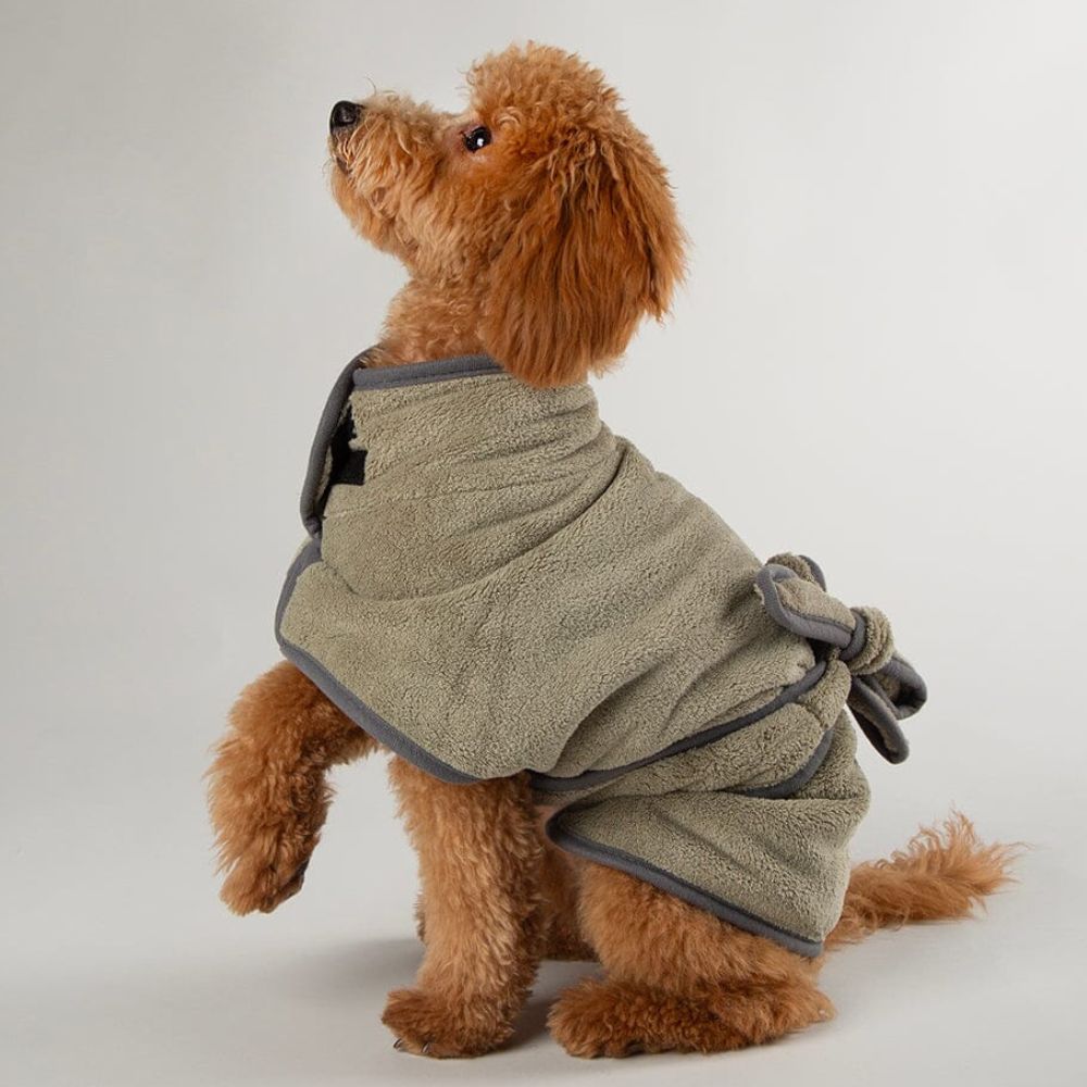 Scruffs Khaki Green Expedition Deluxe Noodle & Microfibre Dog Drying Coat - Small