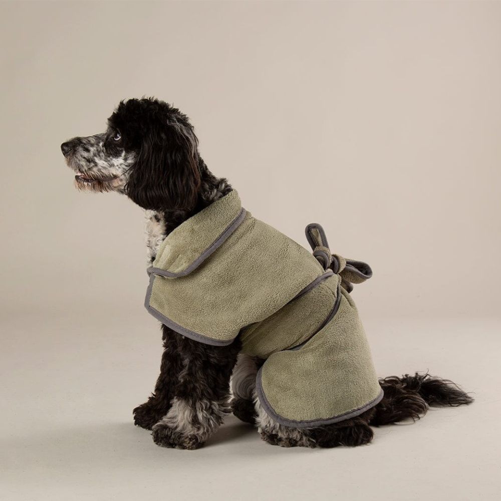 Scruffs Khaki Green Expedition Deluxe Noodle & Microfibre Dog Drying Coat - Medium