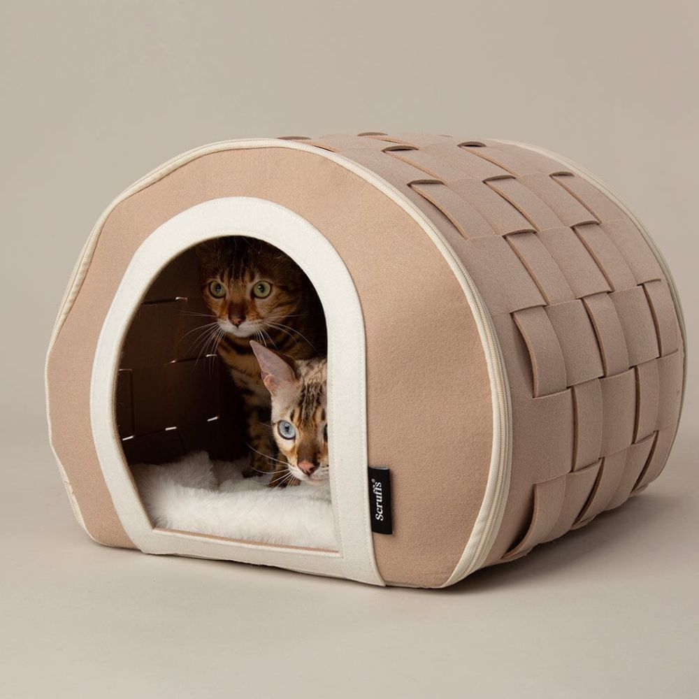 Scruffs Stockholm Felt Cave Cat Bed - Tan