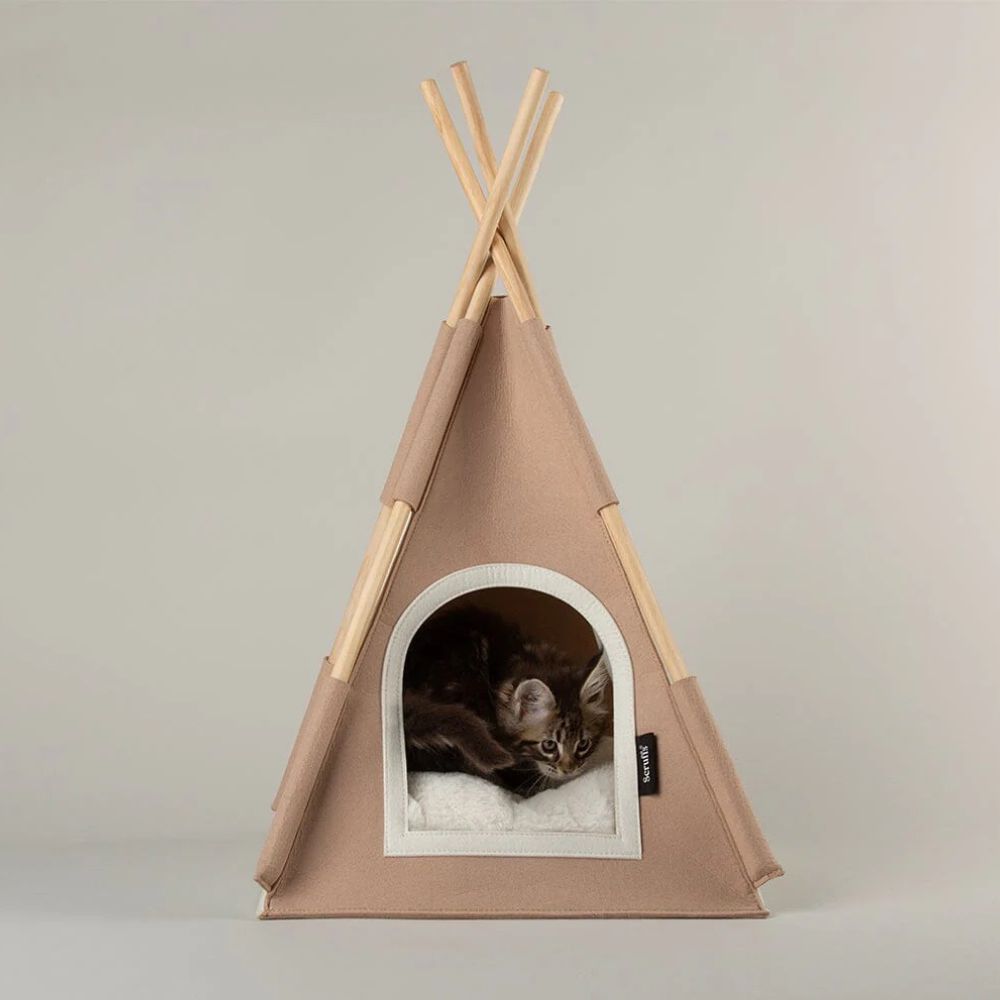 Scruffs Stockholm Felt TeePee Cat Bed - Tan