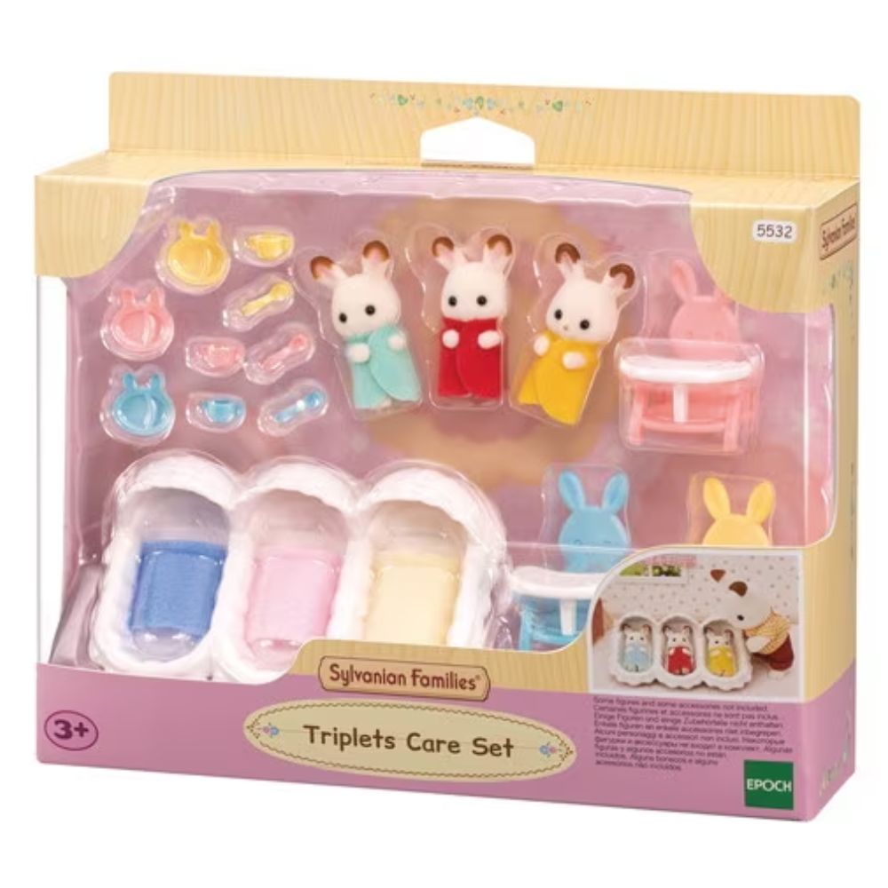 Sylvanian Families Chocolate Rabbit Triplets Care Set