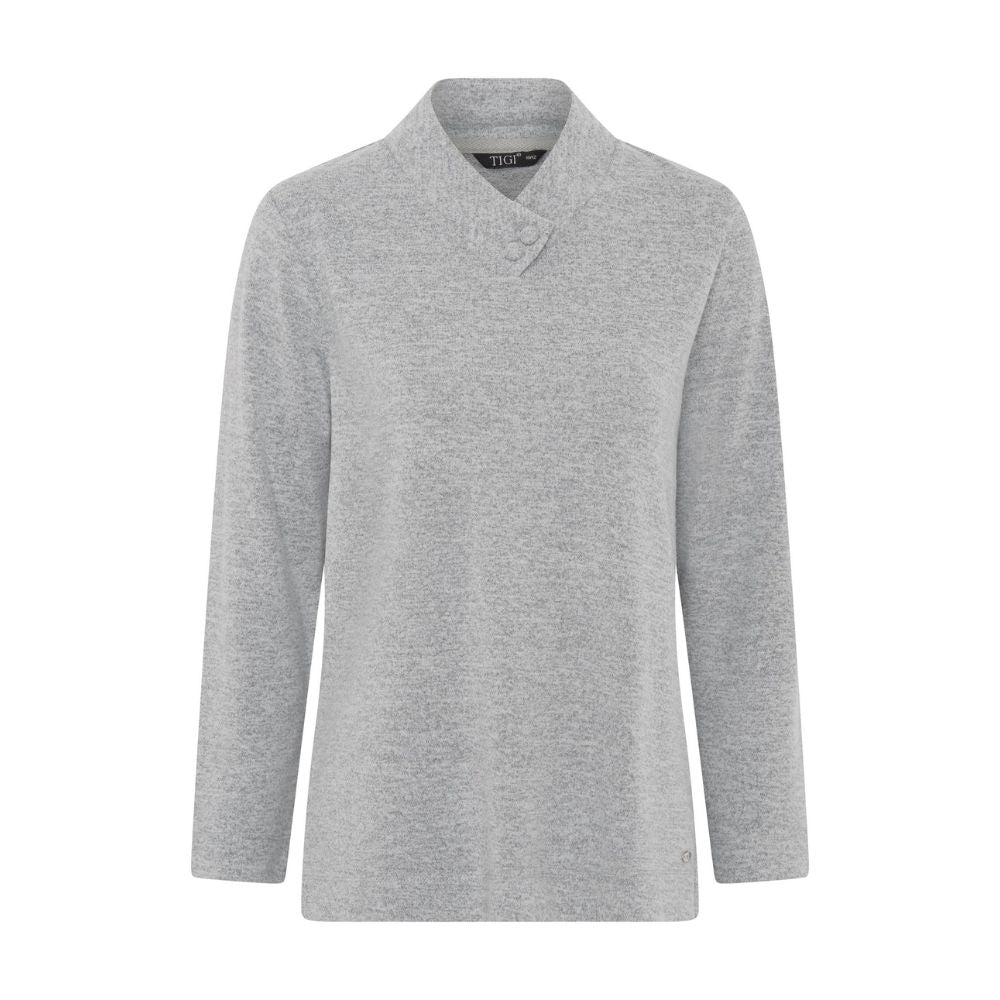 TIGI Button Wrap Collar Long Sleeve Top - Mint Green - T26-08A