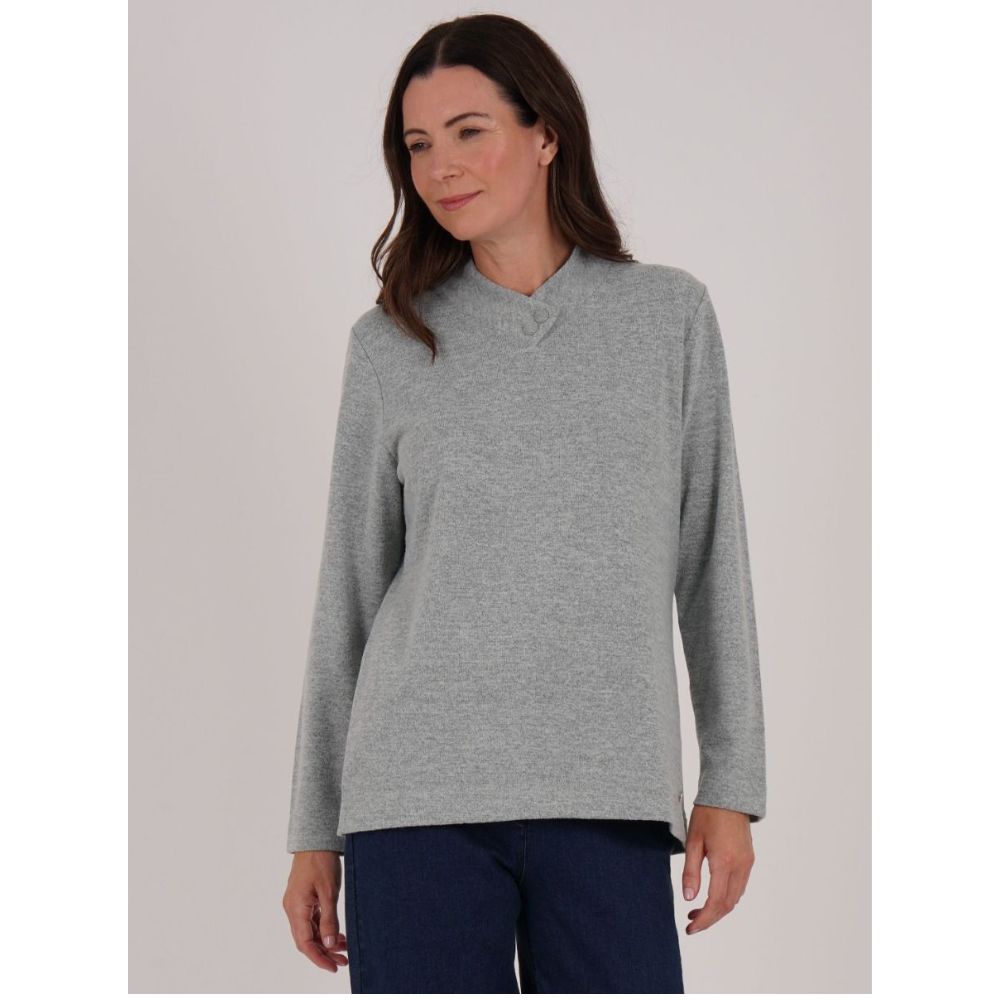 TIGI Button Wrap Collar Long Sleeve Top - Mint Green - T26-08A