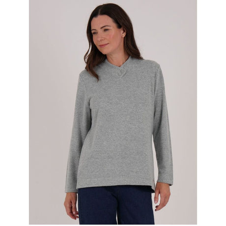 TIGI Button Wrap Collar Long Sleeve Top - Mint Green - T26-08A