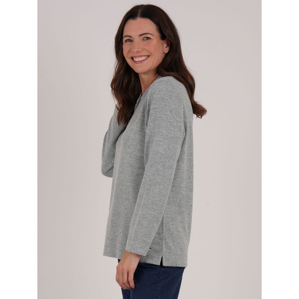 TIGI Button Wrap Collar Long Sleeve Top - Mint Green - T26-08A