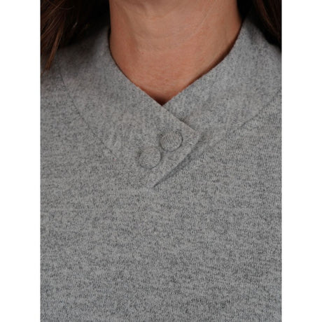 TIGI Button Wrap Collar Long Sleeve Top - Mint Green - T26-08A