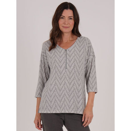 TIGI Chevron Zip Front Top - Grey