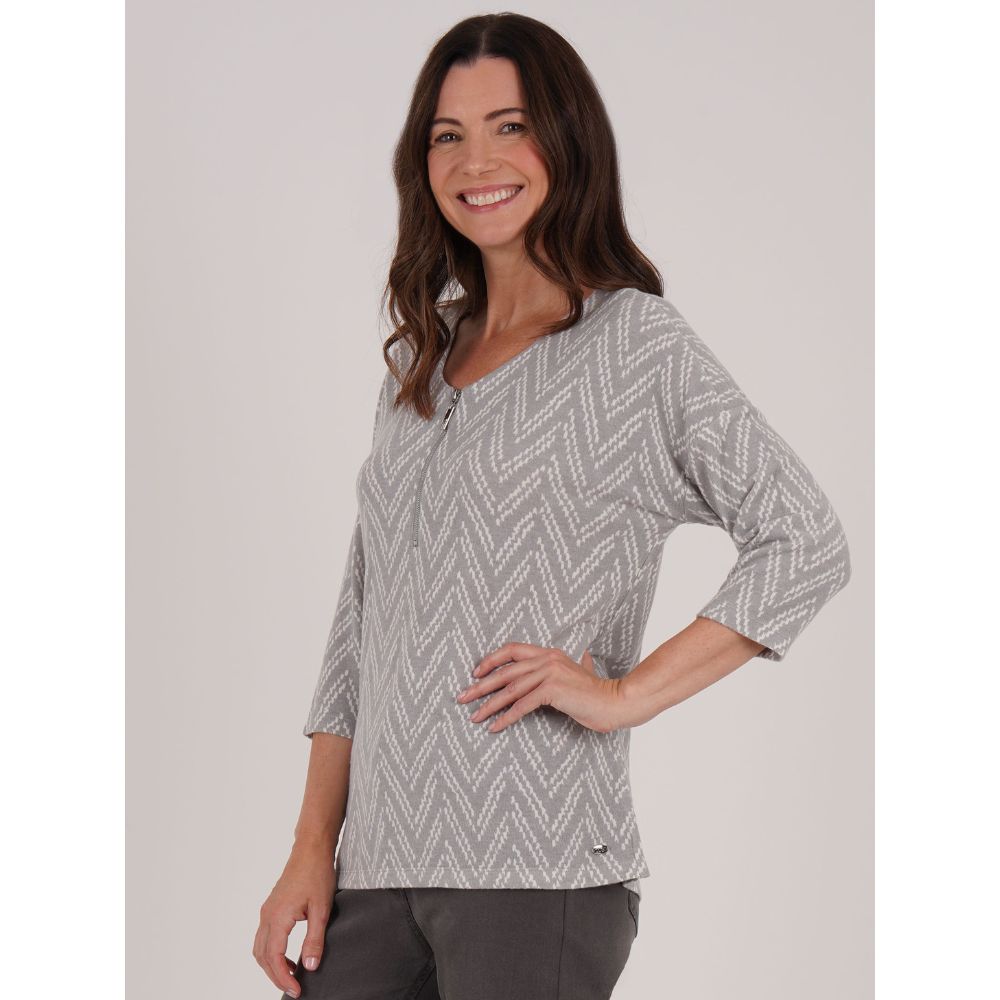 TIGI Chevron Zip Front Top - Grey