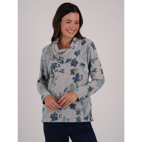 TIGI Fade Floral Cowl Neck Top - Grey