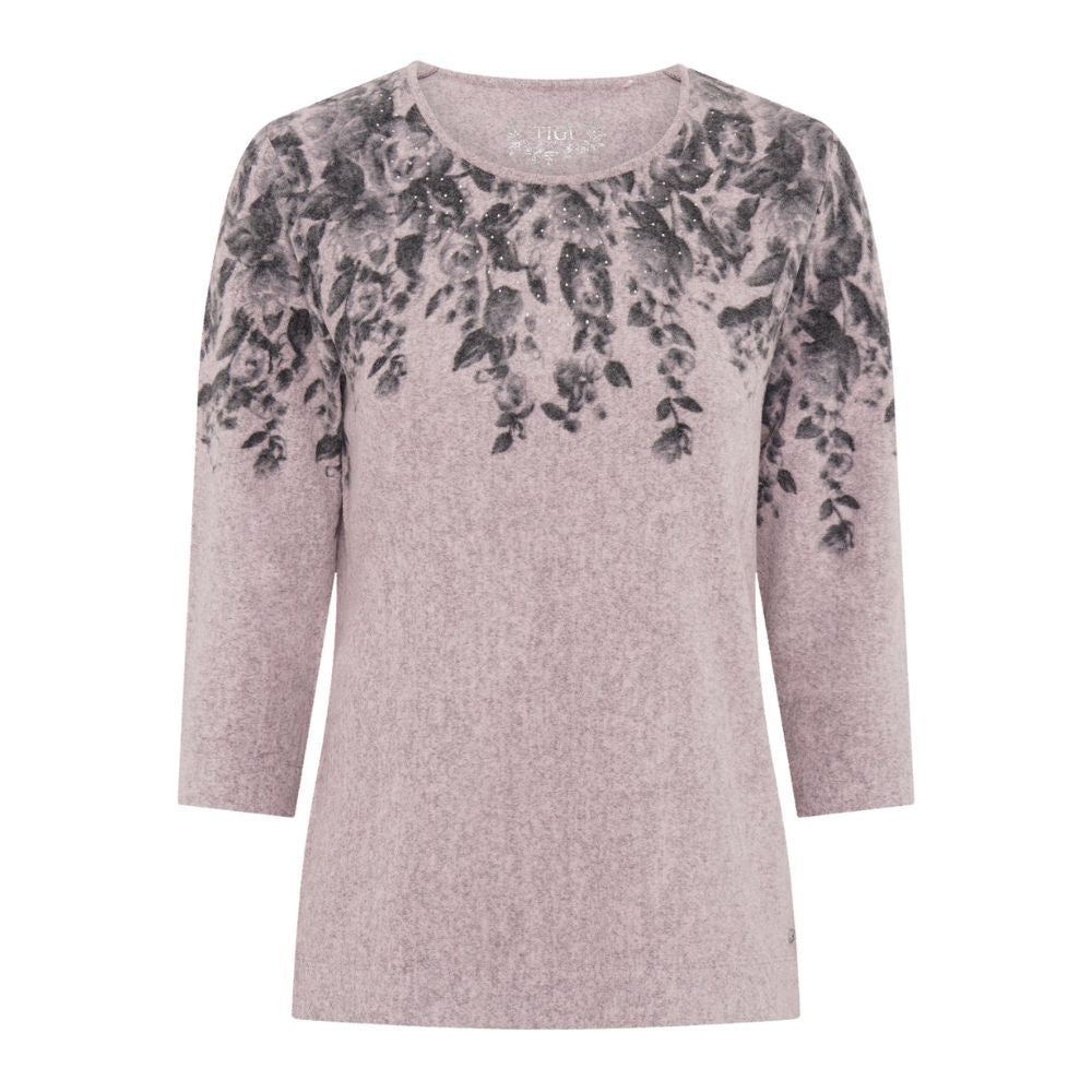 TIGI Floral  Neck Cascade Print Top - Rose - T26-07F