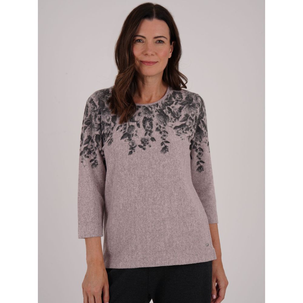 TIGI Floral  Neck Cascade Print Top - Rose - T26-07F