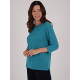 TIGI Looped Neck Detail Long Sleeve Top - Azure