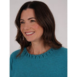 TIGI Looped Neck Detail Long Sleeve Top - Azure