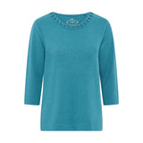 TIGI Looped Neck Detail Long Sleeve Top - Azure