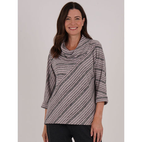 TIGI Stripe Panel Cut Cowl Neck Top - Rose